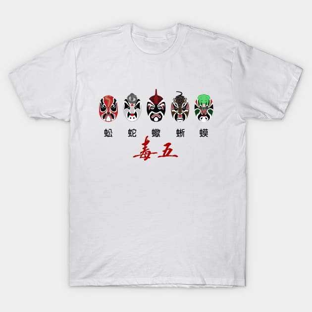 Five Deadly Venoms - Wu Du Masks T-Shirt by PreservedDragons